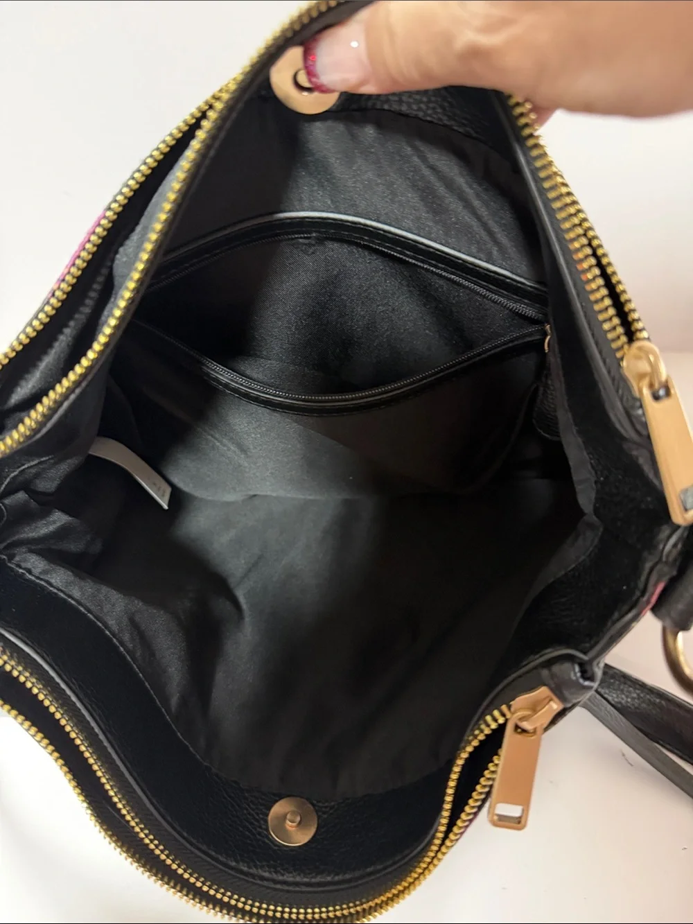 Black Floral Crossbody Bag with Gold Hardware